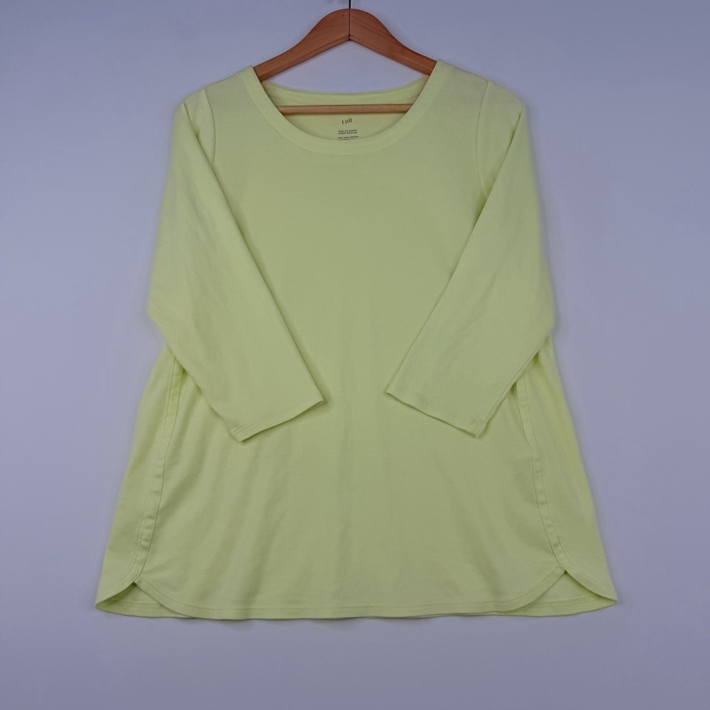 J Jill Top Womens PIMA 3/4 Sleeve  Scoop-Neck Tee 100% Pima Cotton‎ Medium